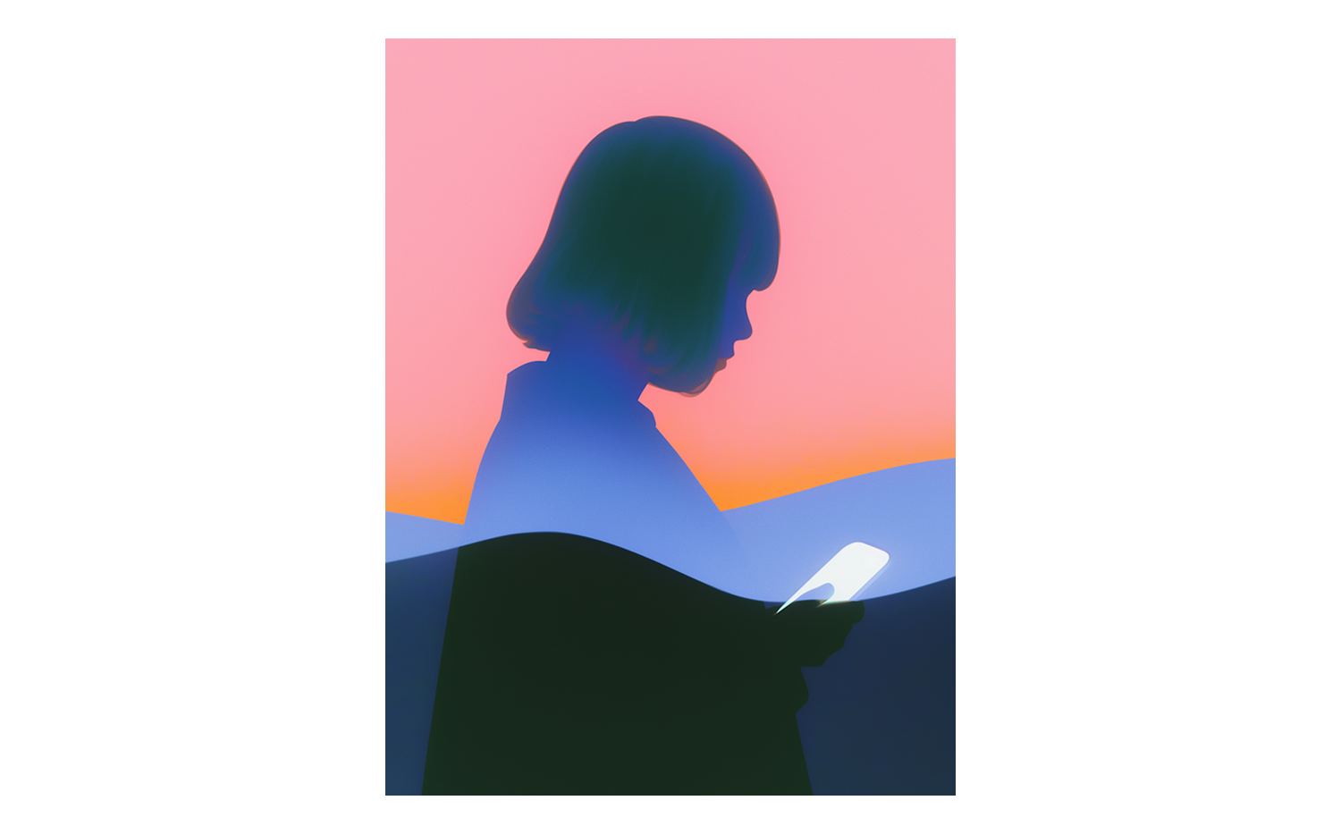 Illustrazione di una ragazza che guarda il suo smartphone
