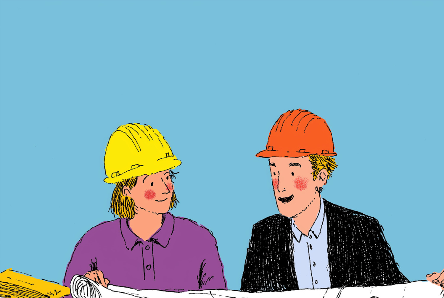 Illustrazione di due persone che lavorano insieme.