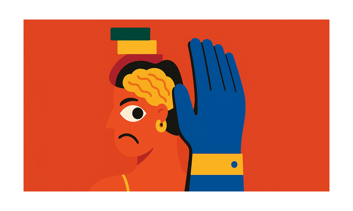 Illustrazione di una persona con una mano all'orecchio