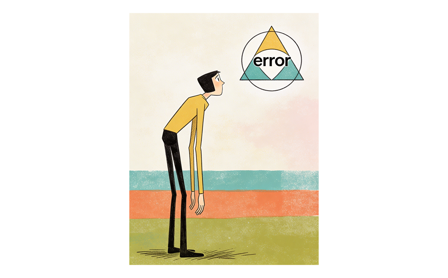 Illustrazione di una persona davanti a un cartello con scritto "errore"