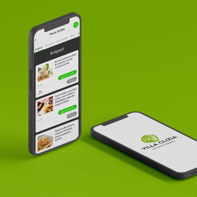 Mockup dell'app villa clizia