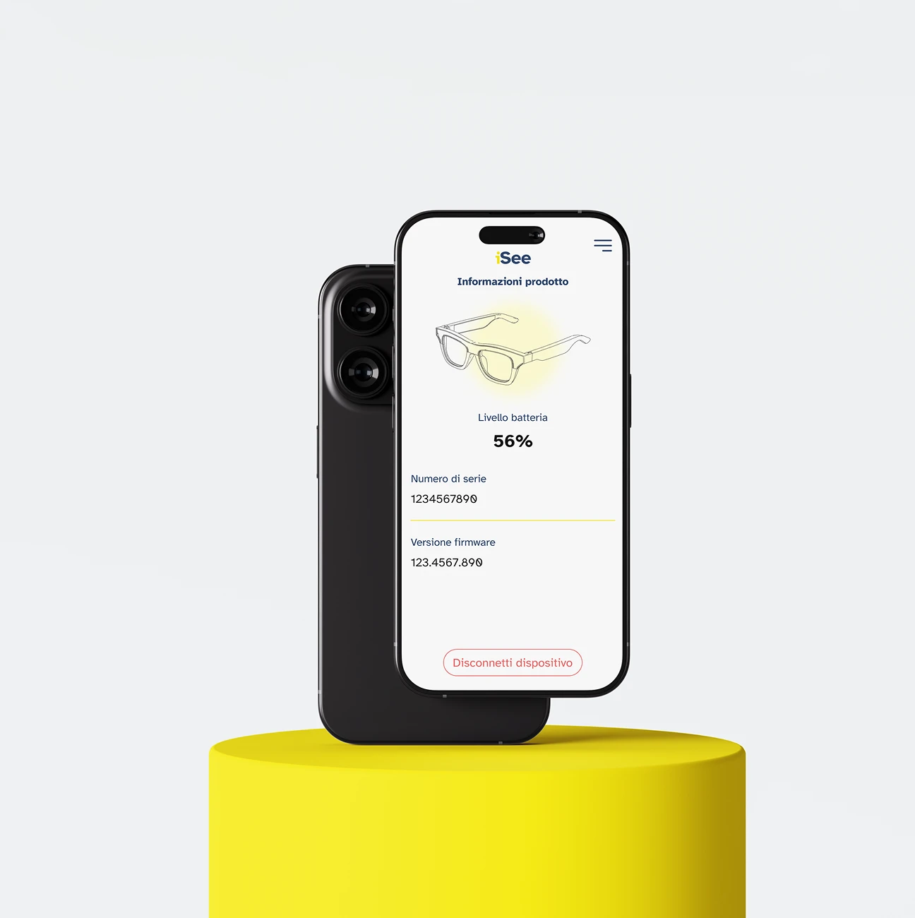 Mockup mobile dell'app "ISeeConncet".