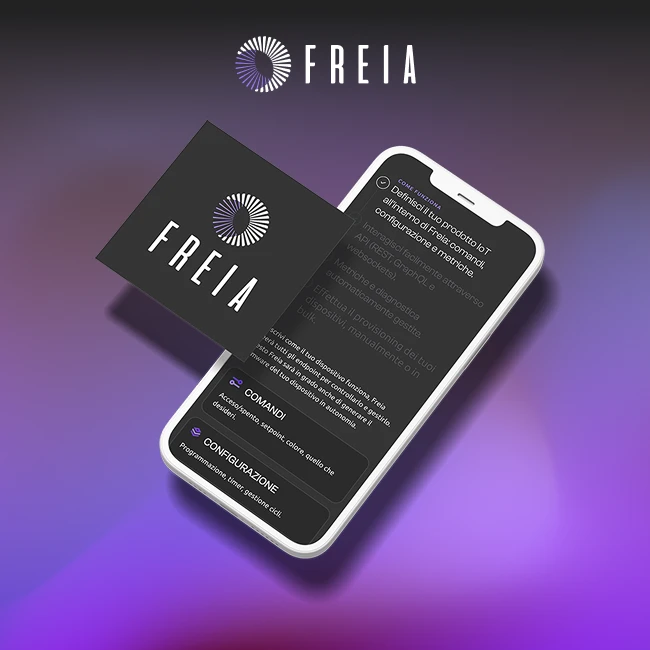 Mockup mobile del sito web "freia".