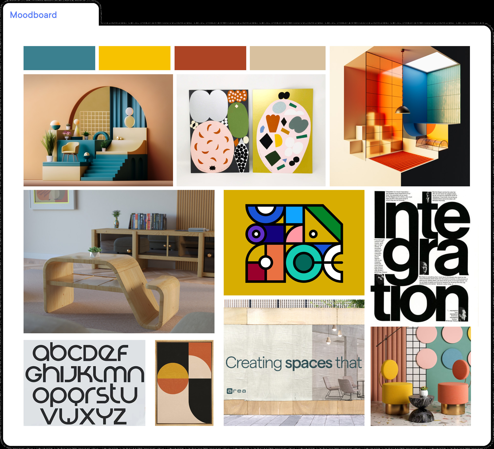 Screenshot di una moodboard.