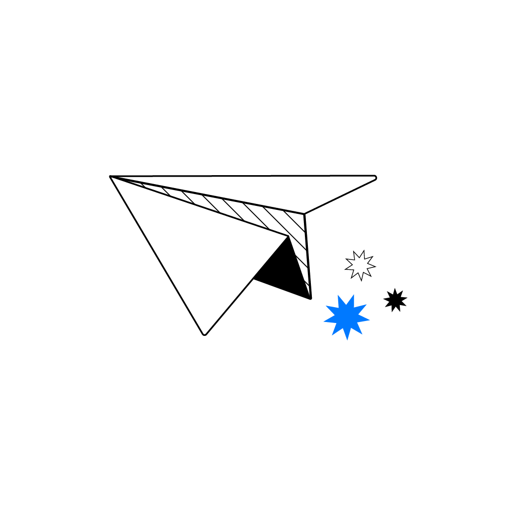 Illustrazione di un aeroplano di carta che rappresenta il concetto di "contattaci".