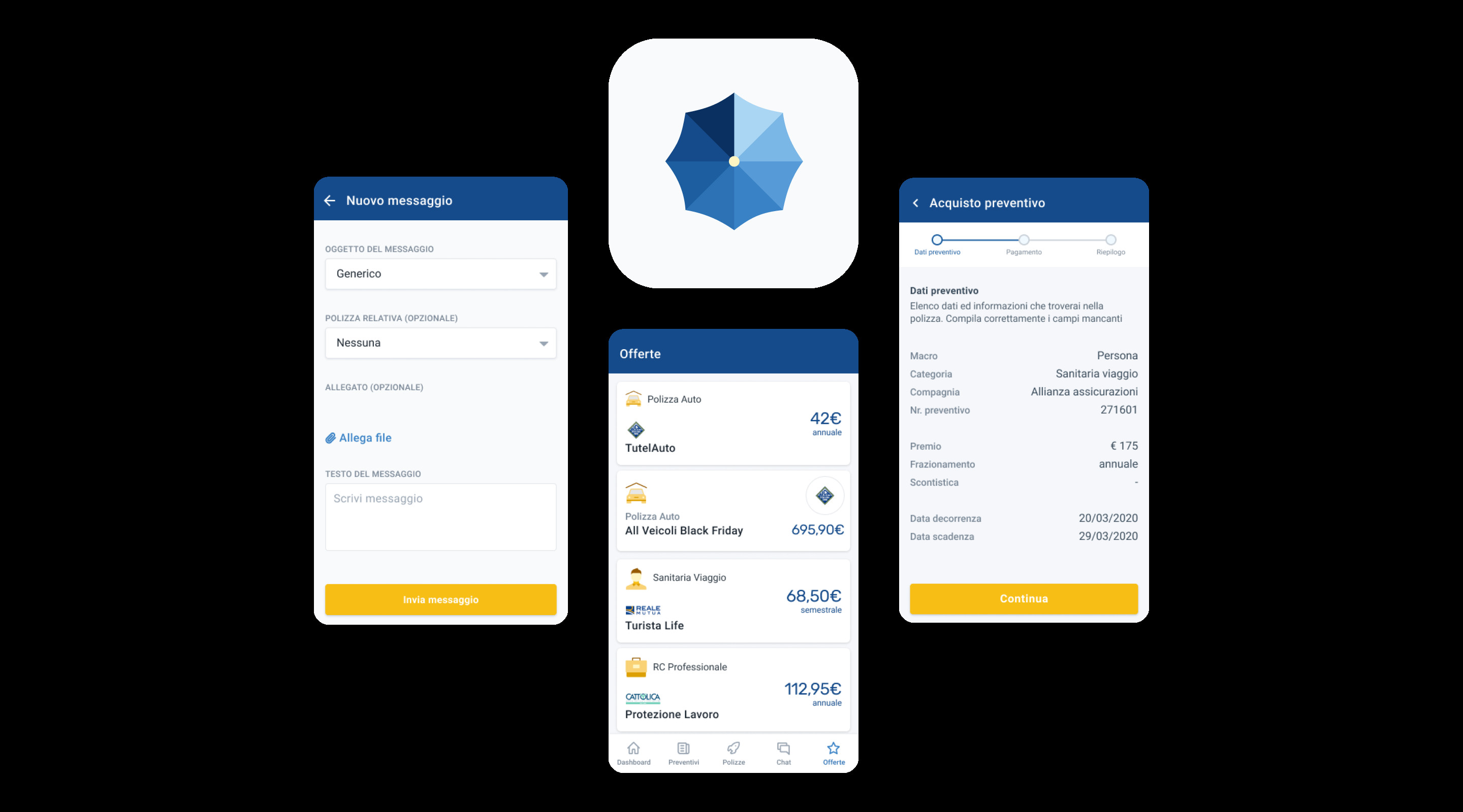 Assibro project - Screenshots of app usage
