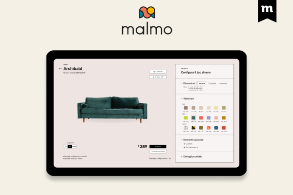 Dashboard Configuratore 3D di divani