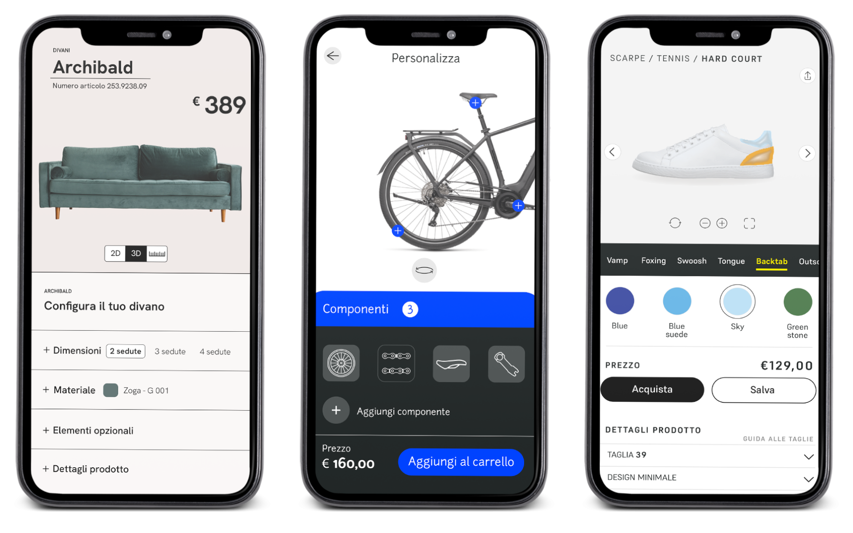 app mobile configuratore 3D di prodotto