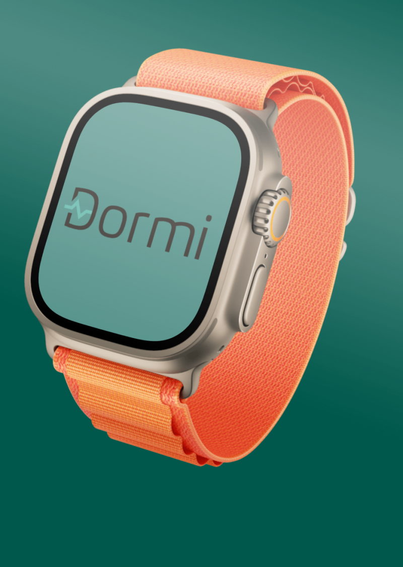Orologio digitale che visualizza il logo di Dormi.