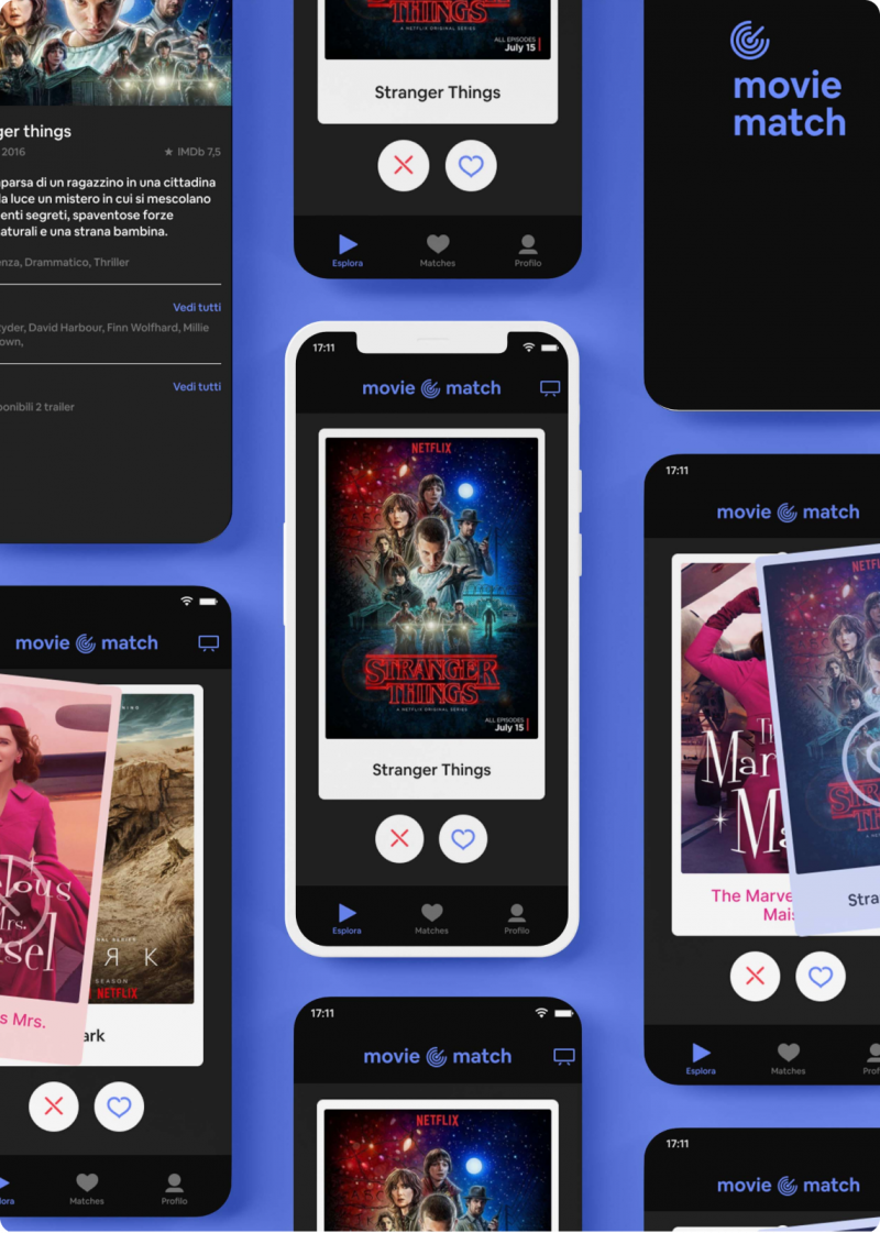 Movie Match, applicazione mobile per creare match di film o serie tv su piattaforme streaming con il tuo partner.